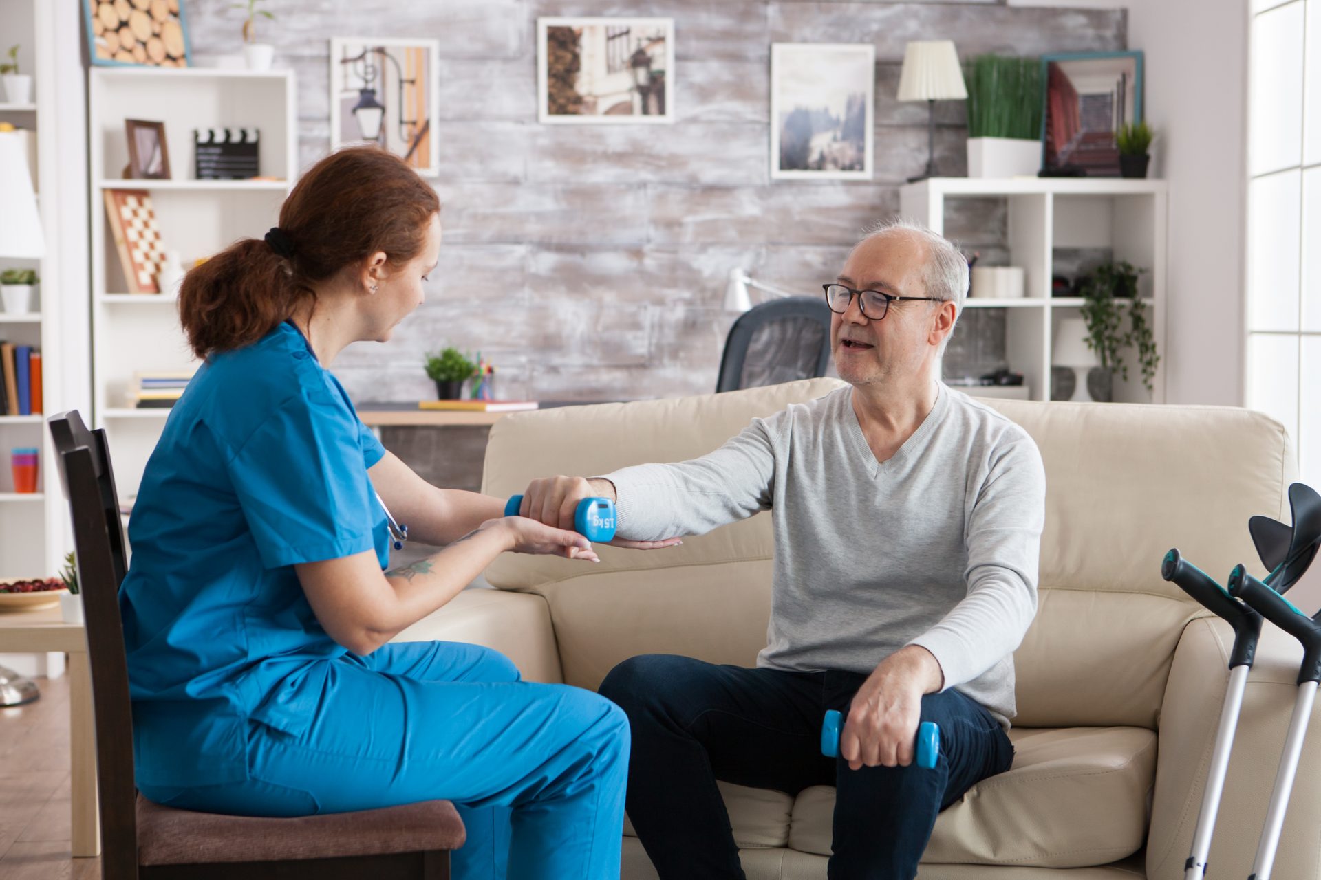 Care professional with client